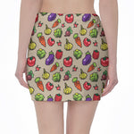 Pixel Vegetables Pattern Print Pencil Mini Skirt