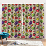 Pixel Vegetables Pattern Print Pencil Pleat Curtains