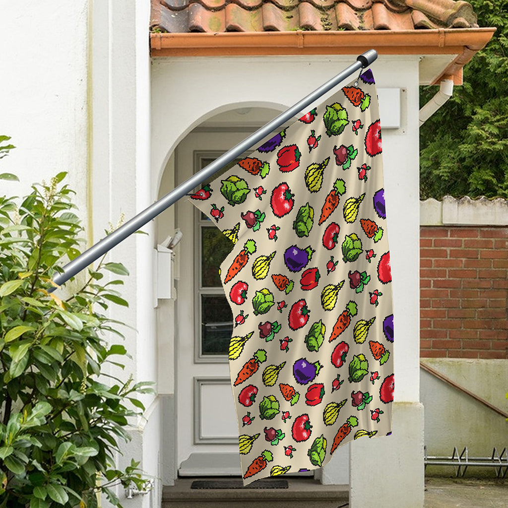 Pixel Vegetables Pattern Print Polyester Flag