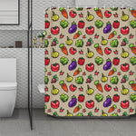 Pixel Vegetables Pattern Print Polyester Shower Curtain