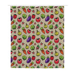 Pixel Vegetables Pattern Print Polyester Shower Curtain