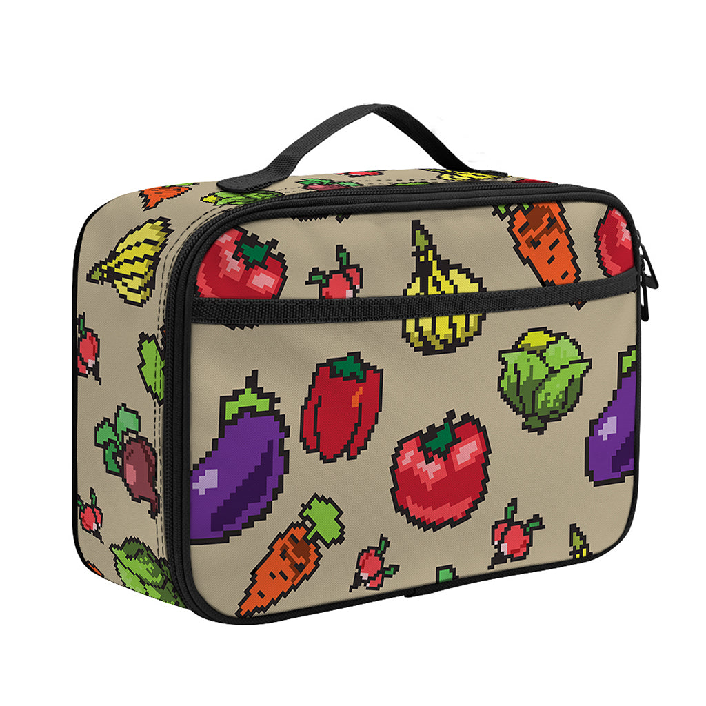 Pixel Vegetables Pattern Print Portable Lunch Bag