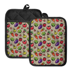 Pixel Vegetables Pattern Print Pot Holders With Pocket