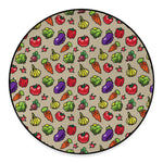 Pixel Vegetables Pattern Print Round Floor Mat