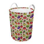 Pixel Vegetables Pattern Print Round Laundry Basket
