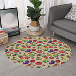 Pixel Vegetables Pattern Print Round Rug