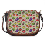 Pixel Vegetables Pattern Print Saddle Bag
