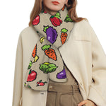 Pixel Vegetables Pattern Print Scarf
