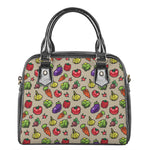 Pixel Vegetables Pattern Print Shoulder Handbag