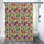 Pixel Vegetables Pattern Print Shower Curtain
