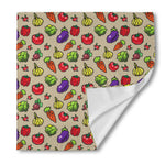 Pixel Vegetables Pattern Print Silk Bandana