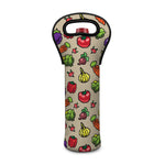Pixel Vegetables Pattern Print Single Neoprene Wine Tote
