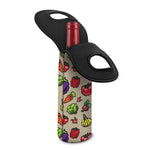 Pixel Vegetables Pattern Print Single Neoprene Wine Tote