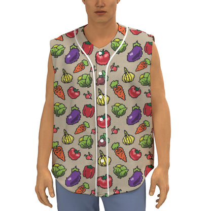 Pixel Vegetables Pattern Print Sleeveless Baseball Jersey