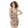Pixel Vegetables Pattern Print Sleeveless Bodycon Dress