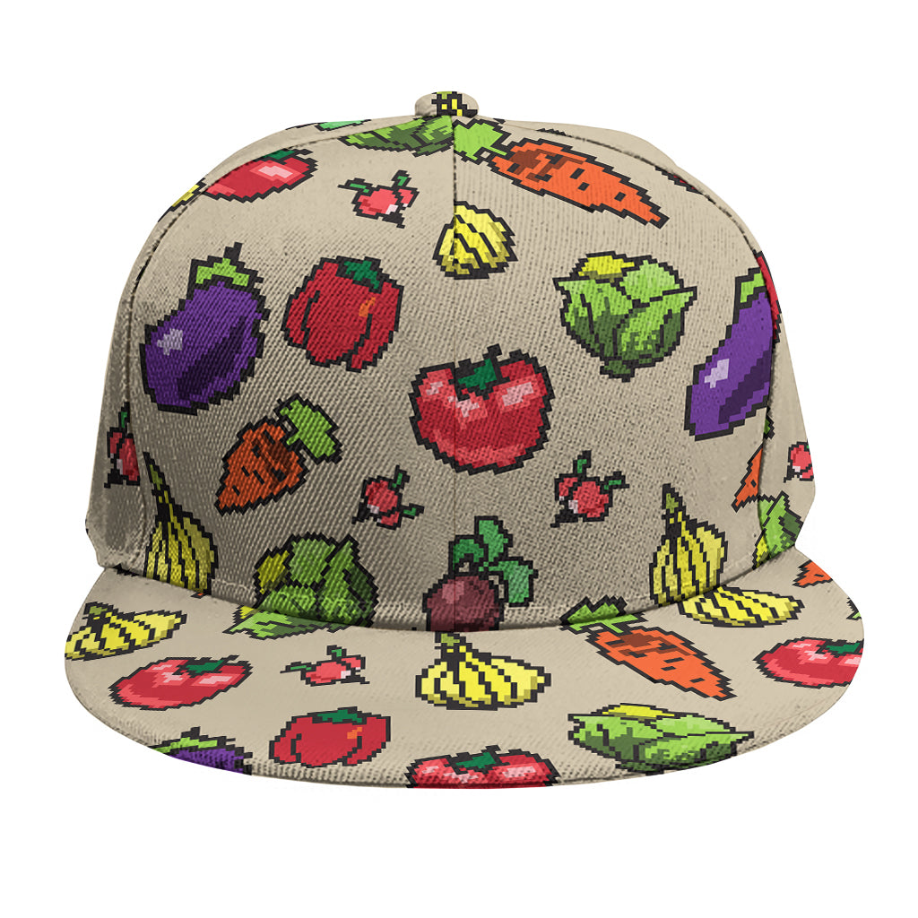 Pixel Vegetables Pattern Print Snapback Cap