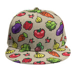 Pixel Vegetables Pattern Print Snapback Cap