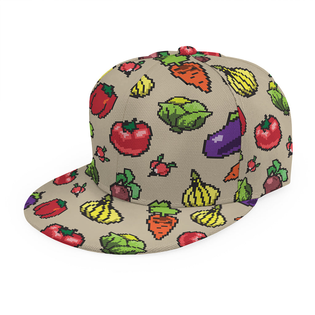 Pixel Vegetables Pattern Print Snapback Cap