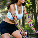 Pixel Vegetables Pattern Print Sun Protection Arm Sleeves