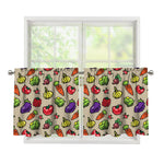 Pixel Vegetables Pattern Print Tier Curtains