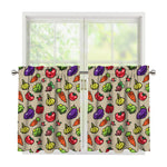 Pixel Vegetables Pattern Print Tier Curtains