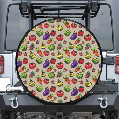 Pixel Vegetables Pattern Print Tire Cover