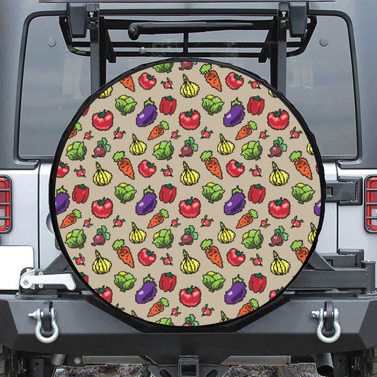 Pixel Vegetables Pattern Print Tire Cover