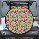 Pixel Vegetables Pattern Print Tire Cover