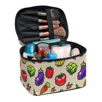 Pixel Vegetables Pattern Print Travel Makeup Bag