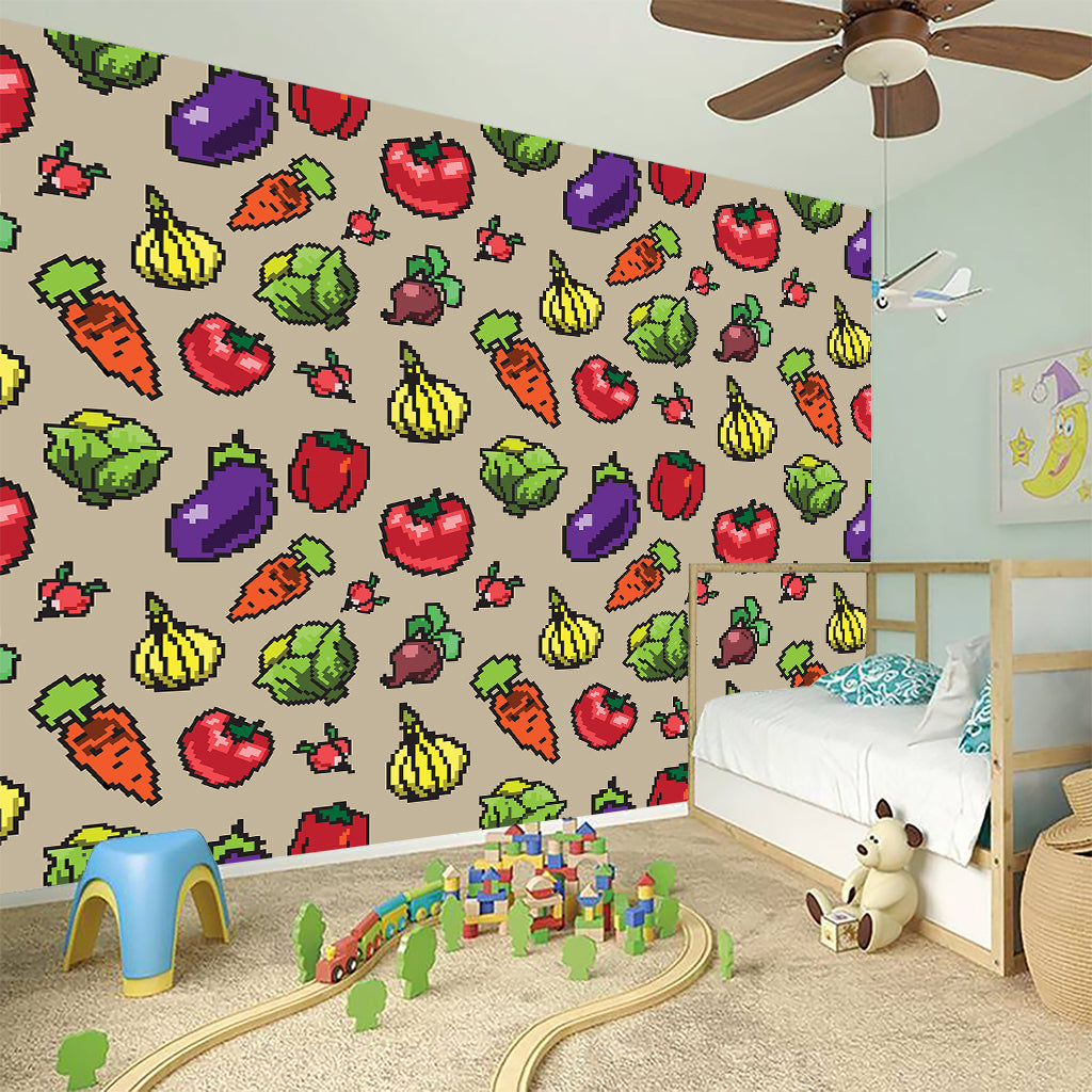 Pixel Vegetables Pattern Print Wall Sticker