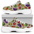 Pixel Vegetables Pattern Print White Chunky Shoes