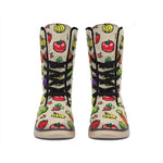 Pixel Vegetables Pattern Print Winter Boots