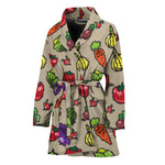 Pixel Vegetables Pattern Print Women's Bathrobe