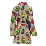 Pixel Vegetables Pattern Print Women's Bathrobe