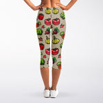 Pixel Vegetables Pattern Print Women's Capri Leggings