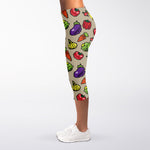 Pixel Vegetables Pattern Print Women's Capri Leggings