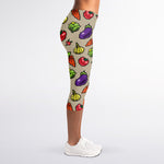 Pixel Vegetables Pattern Print Women's Capri Leggings