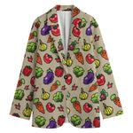 Pixel Vegetables Pattern Print Women's Cotton Blazer