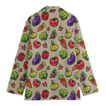 Pixel Vegetables Pattern Print Women's Cotton Blazer