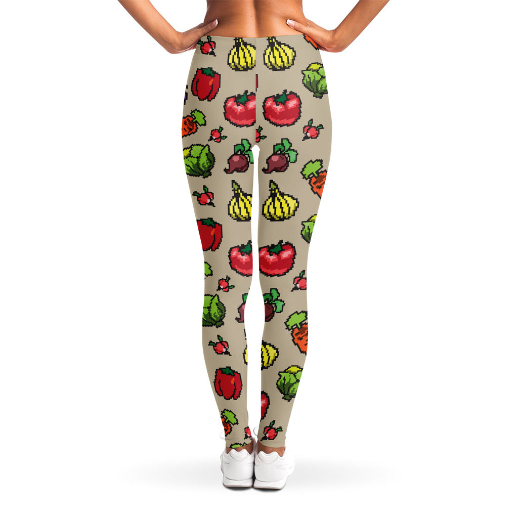 Pixel Vegetables Pattern Print Women's Leggings