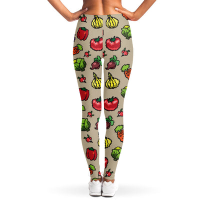 Pixel Vegetables Pattern Print Women's Leggings