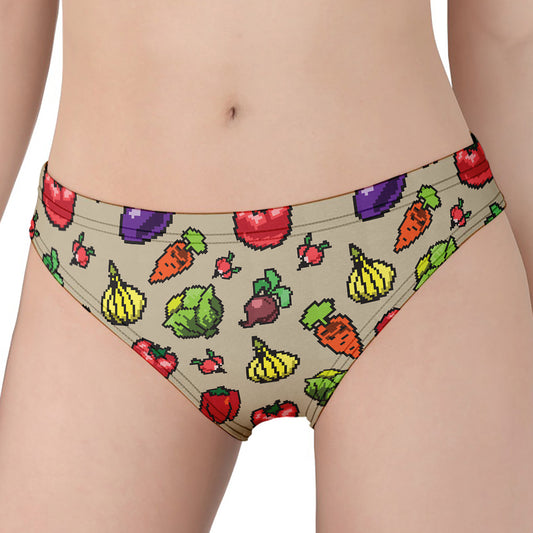 Pixel Vegetables Pattern Print Women's Panties