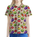 Pixel Vegetables Pattern Print Women's Polo Shirt