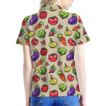 Pixel Vegetables Pattern Print Women's Polo Shirt