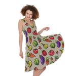 Pixel Vegetables Pattern Print Women's Sleeveless Dress