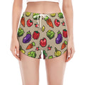 Pixel Vegetables Pattern Print Women's Split Running Shorts