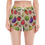 Pixel Vegetables Pattern Print Women's Split Running Shorts