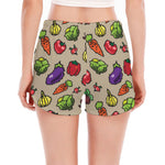 Pixel Vegetables Pattern Print Women's Split Running Shorts