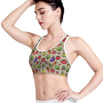 Pixel Vegetables Pattern Print Women's Sports Bra