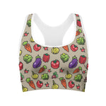Pixel Vegetables Pattern Print Women's Sports Bra